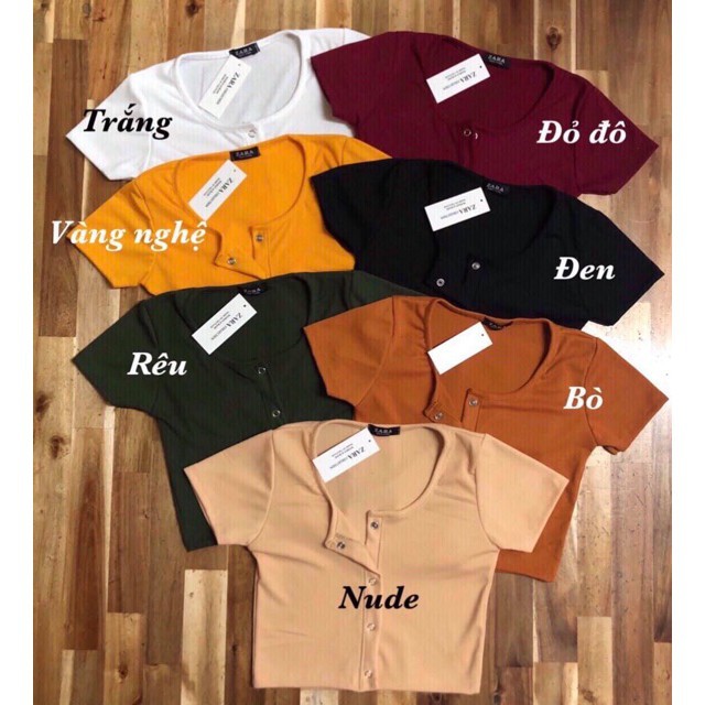 [SALE SẬP SÀN] Áo thun croptop cổ vuông nút cao cấp