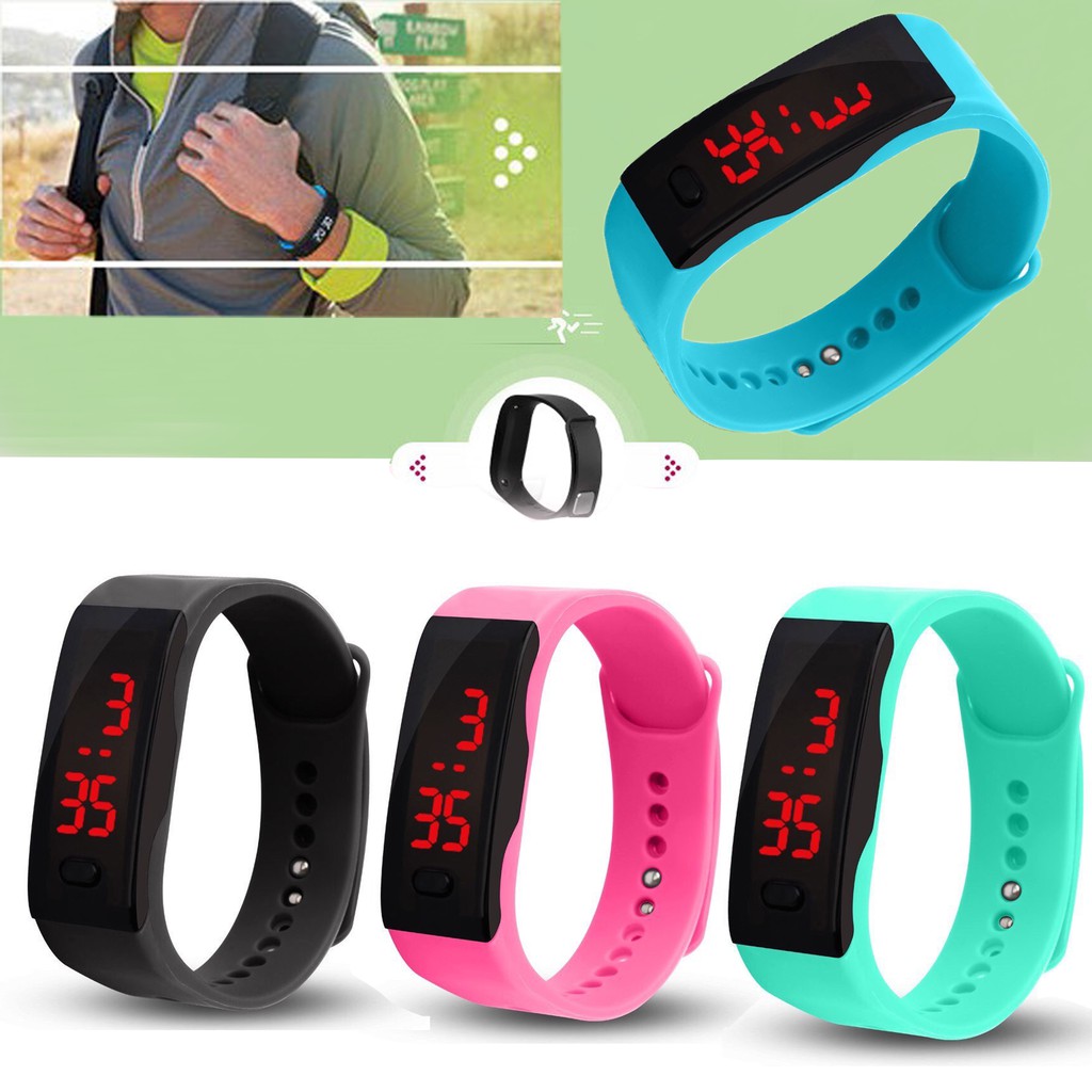 Đồng hồ unisex thể thao đèn led điện tử Ulzzang viền gợn sóng thời trang trẻ trung