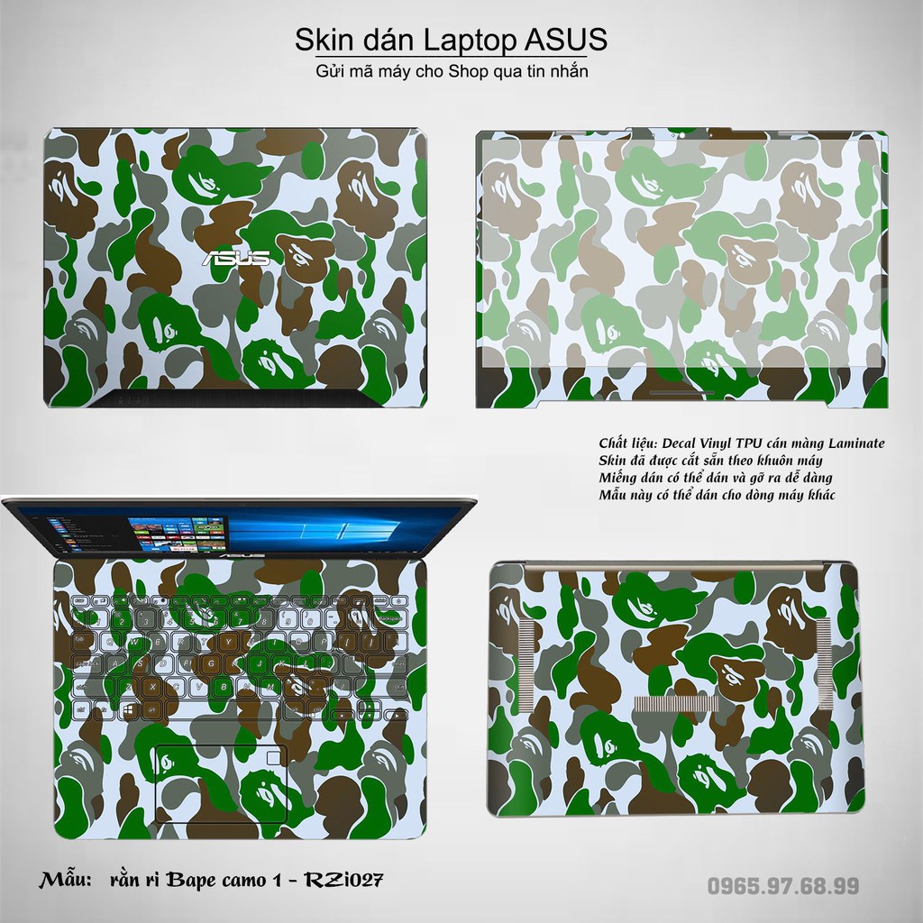 Skin dán Laptop Asus in hình rằn ri (inbox mã máy cho Shop)