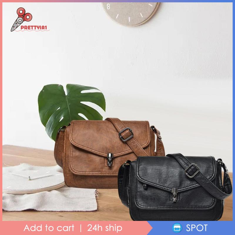 [Prettyia1] Túi Đeo Chéo Da PU Mềm Kèm Ví Mezzanine
