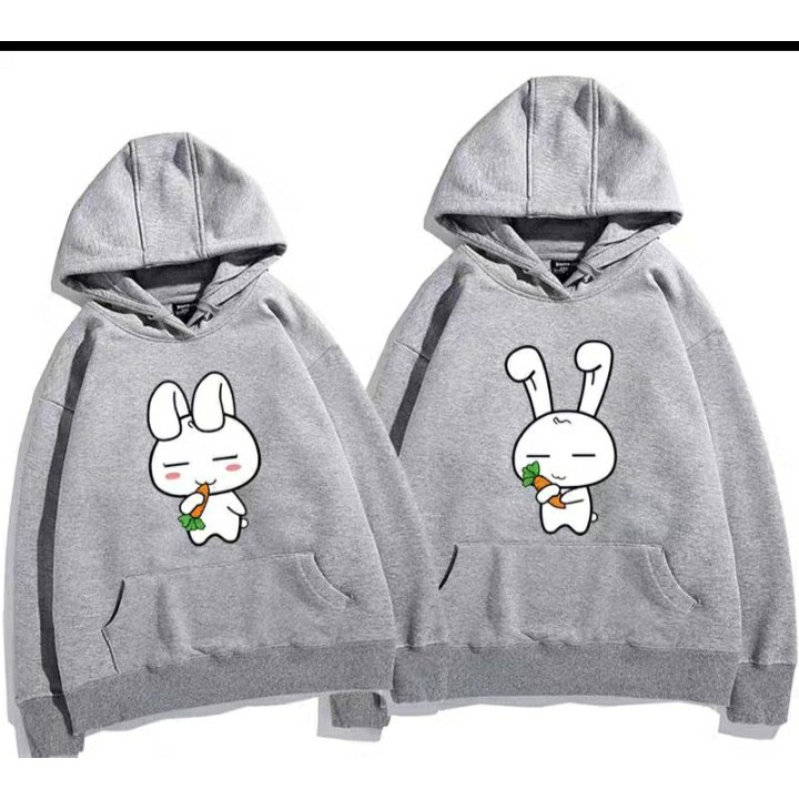 Áo hoodie đôi thỏ ăn cà rốt chất nỉ bông dày siêu ấm 120
