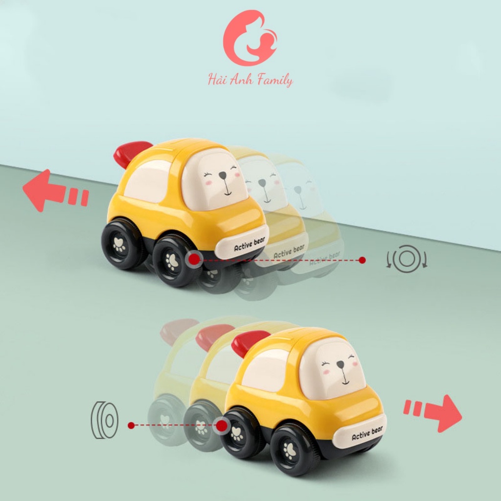 Xe đồ chơi quán tính hình gấu dễ thương, chất liệu nhựa ABS cao cấp an toàn cho bé