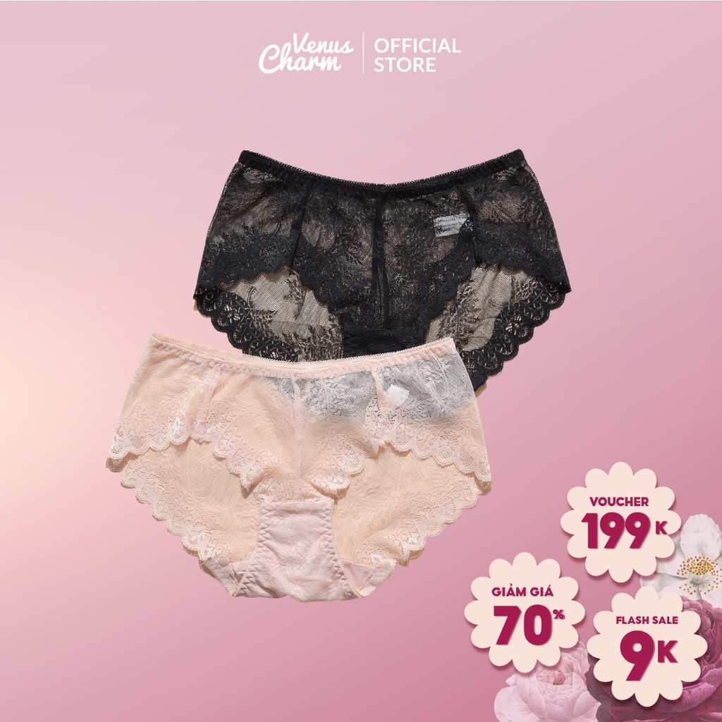 Quần lót nữ cao cấp Venus Charm 7323 hoạ tiết ren nữ tính mang lại cảm giác thoải mái gợi cảm khi mặc v3 dưới 85cm