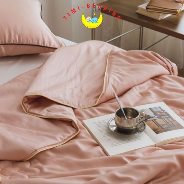 Chăn hè tencel thêu hoa nhập khẩu cao cấp, mát mẻ kích thước 2x2,3m - mền hè tencel – Timibedding