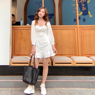 Váy cổ vuông đuôi cá trắng tingoan lamar dress
