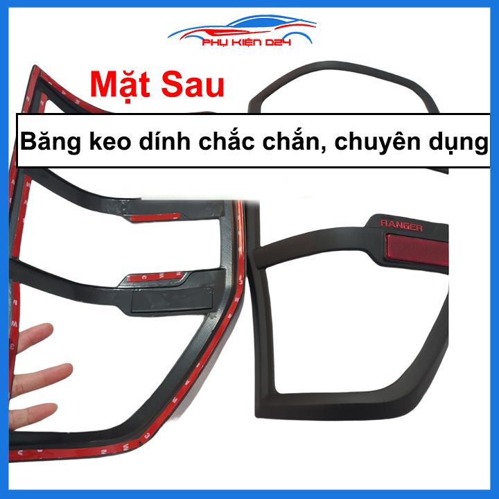Ốp viền đèn pha hậu nhựa đen Ranger 2016-2017-2018-2019-2020-2021-2022 trang trí bảo vệ xe