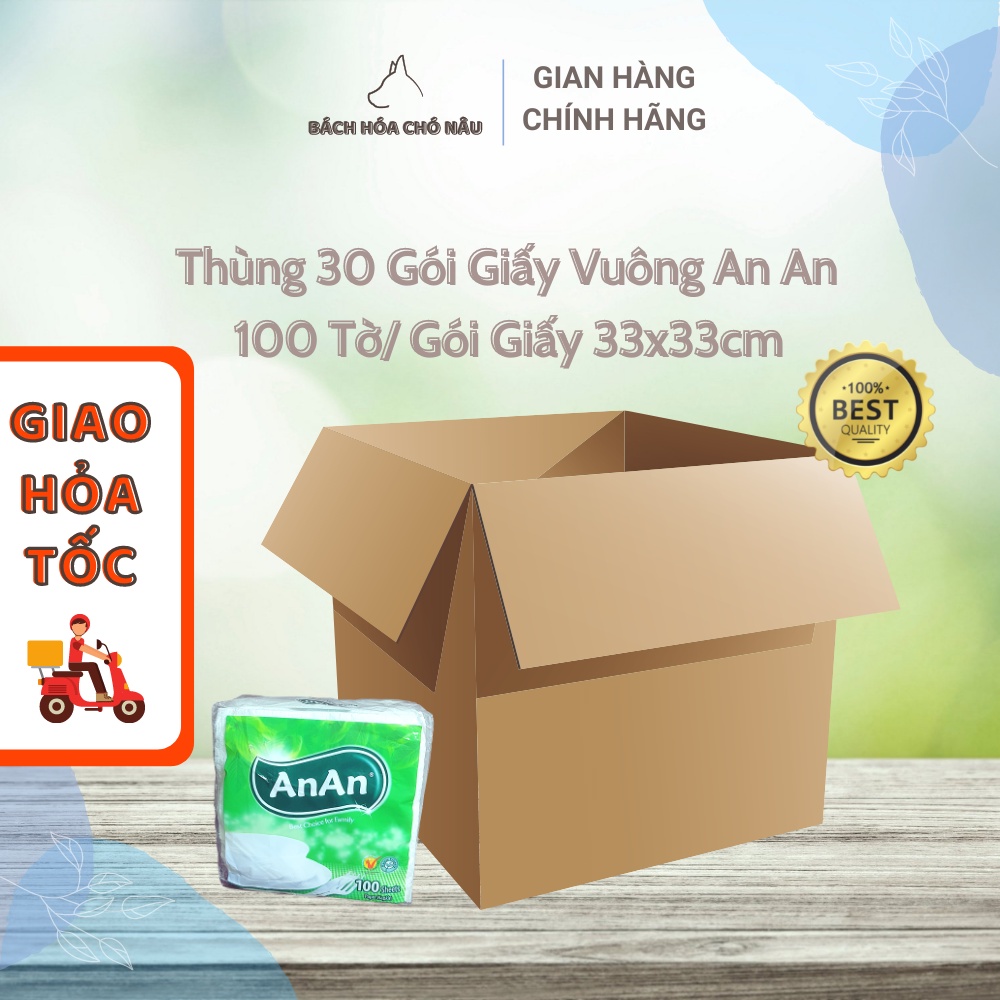 Thùng 30 Gói Giấy Ăn Vuông An An 100 Tờ/ Gói 33x33cm Không Mùi Siêu Tiết Kiệm [ Hàng Mới Chính Hãng]