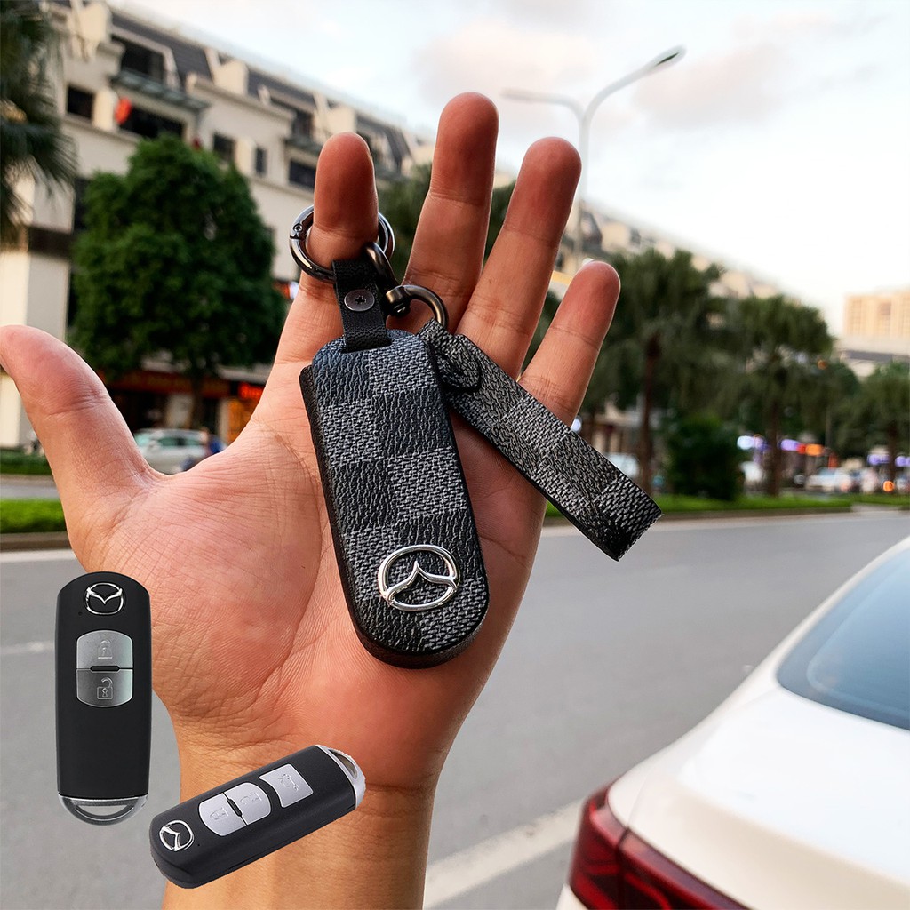 Đựng smartkey Mazda cx5 cx8 mazda3 mazda6 handmade da thật MMV AD có tay cầm