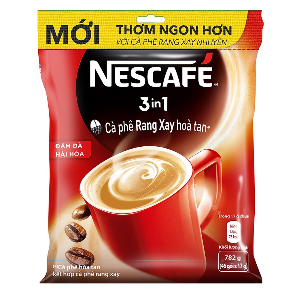 [ Hàng Tặng 2 gói] Cà phê hòa tan Nescafe bịch đỏ 46 gói