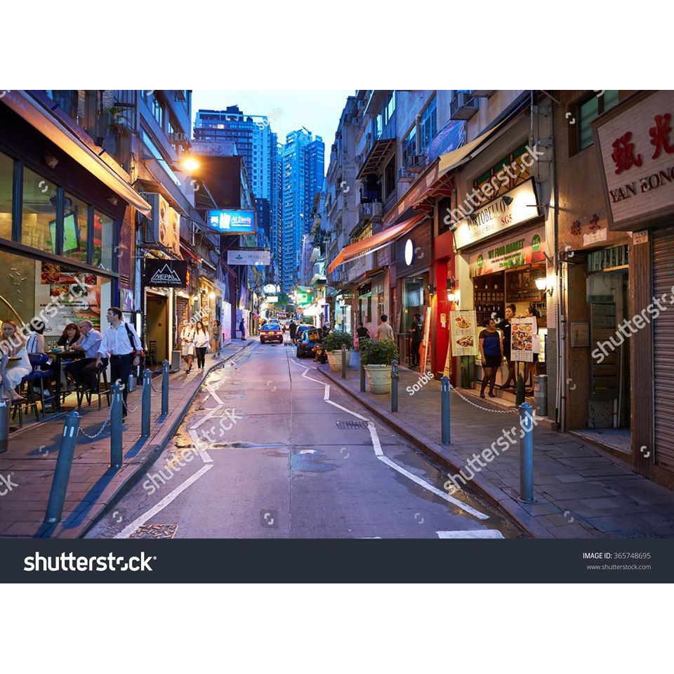 Tranh lụa 3d Hồng Kông Đường Phố Kích Thước 1,5m x 2m HKĐP02