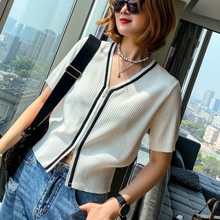 Áo Len DệT Kim Nữ Mongtoghi Bigsize Áo Thun Nữ Kiểu Tay Ngắn Form Rộng Cổ Chữ V Mùa Hè Phong Cách Thời Trang Hàn Quốc Đẹp