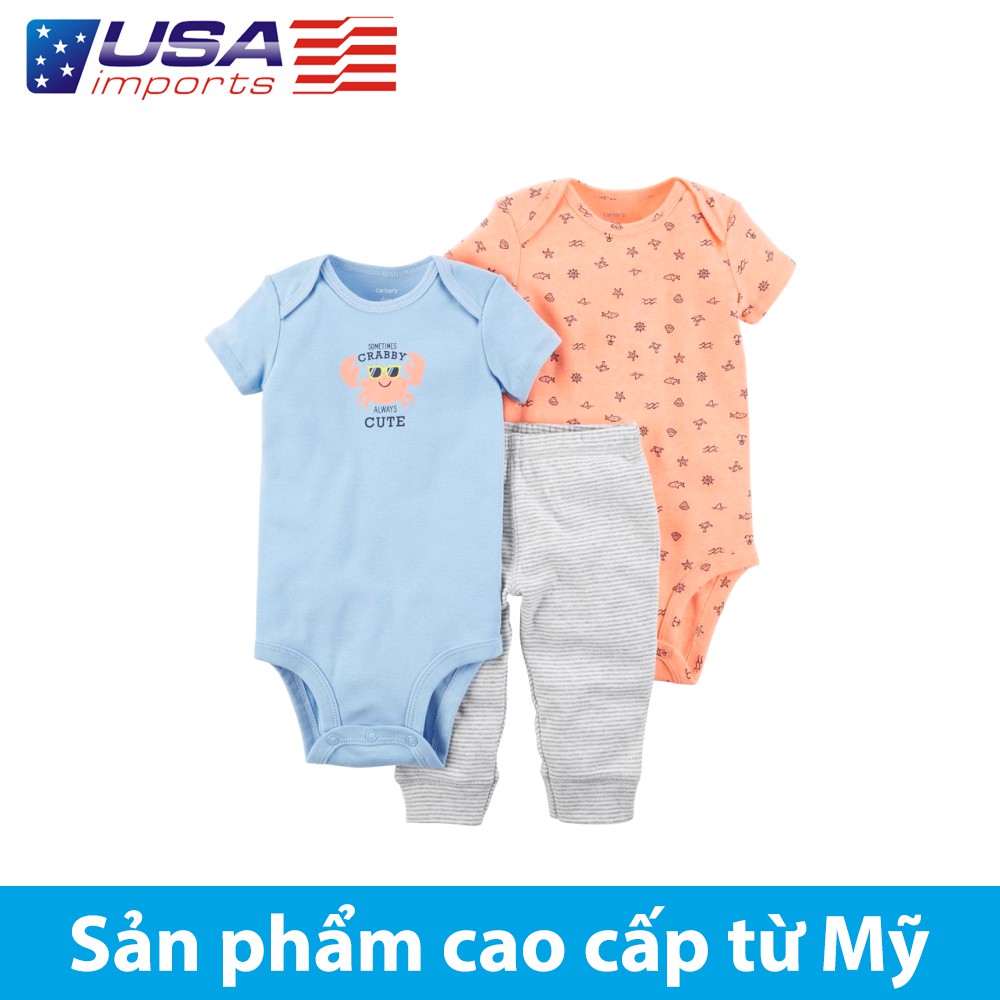 Set 3 bodysuit kèm quần Car-tờ Auth Từ Mỹ (126H256)