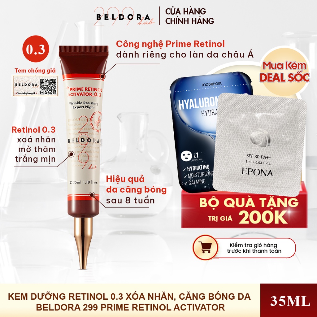 Kem Dưỡng Retinol 0.3 Xóa Nhăn, Căng Bóng Da Beldora 299 Prime Retinol Activator 35ml