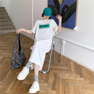 Đầm Suông Váy Dài Form Rộng Tay Lỡ Cổ Tròn In CHữ Kiểu Kiểu Cách Đẹp Chất Cotton Co Dãn Mềm Mát TTDS0495