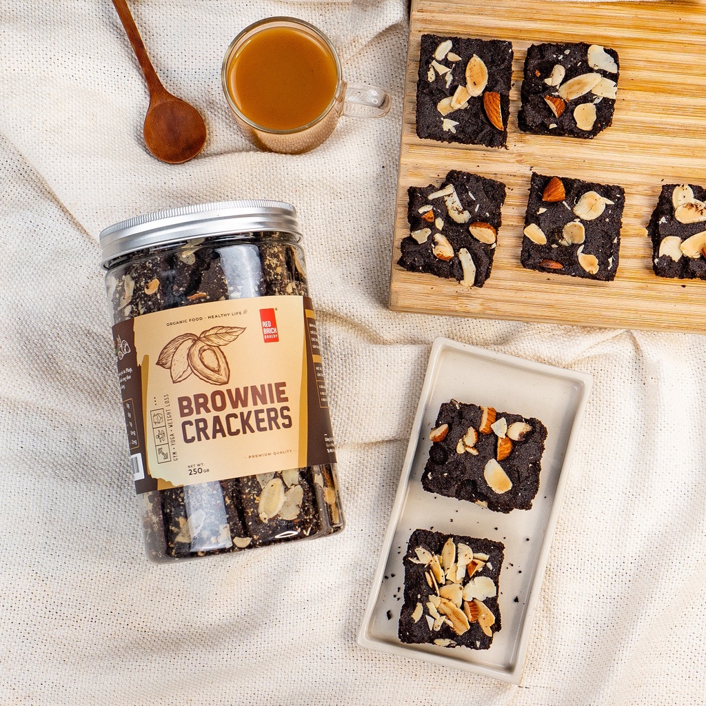 Brownie Crackers Hạnh Nhân Thương Hiệu Gạch Đỏ 250gr Không Đường Phù Hợp Ăn Kiêng Healthy