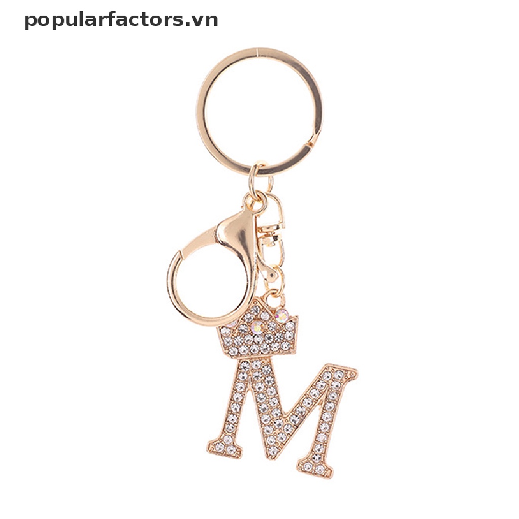 Móc Khóa Hình Vương Miện 26 Chữ Cái Đính Đá Pha Lê Thời Trang