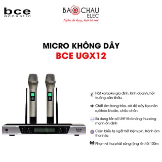 Mua  CHÍNH HÃNG  Micro Karaoke Không Dây BCE UGX12 | Hát Karaoke Hay  Chống Hú - 2 tay micro không dây + 1 đầu thu - Giá rẻ