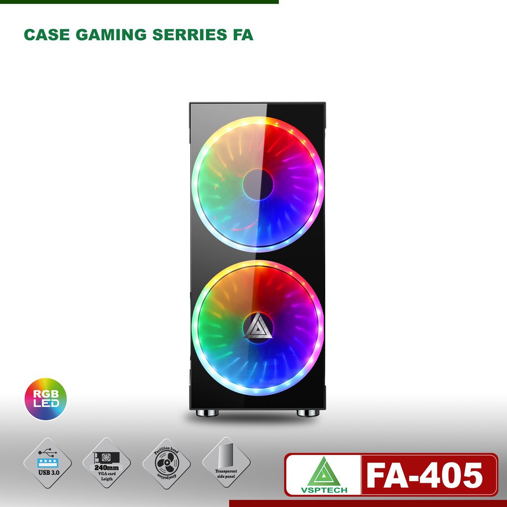 Case FA-405 Gaming Có Sẵn Fan 20cm LED ARGB