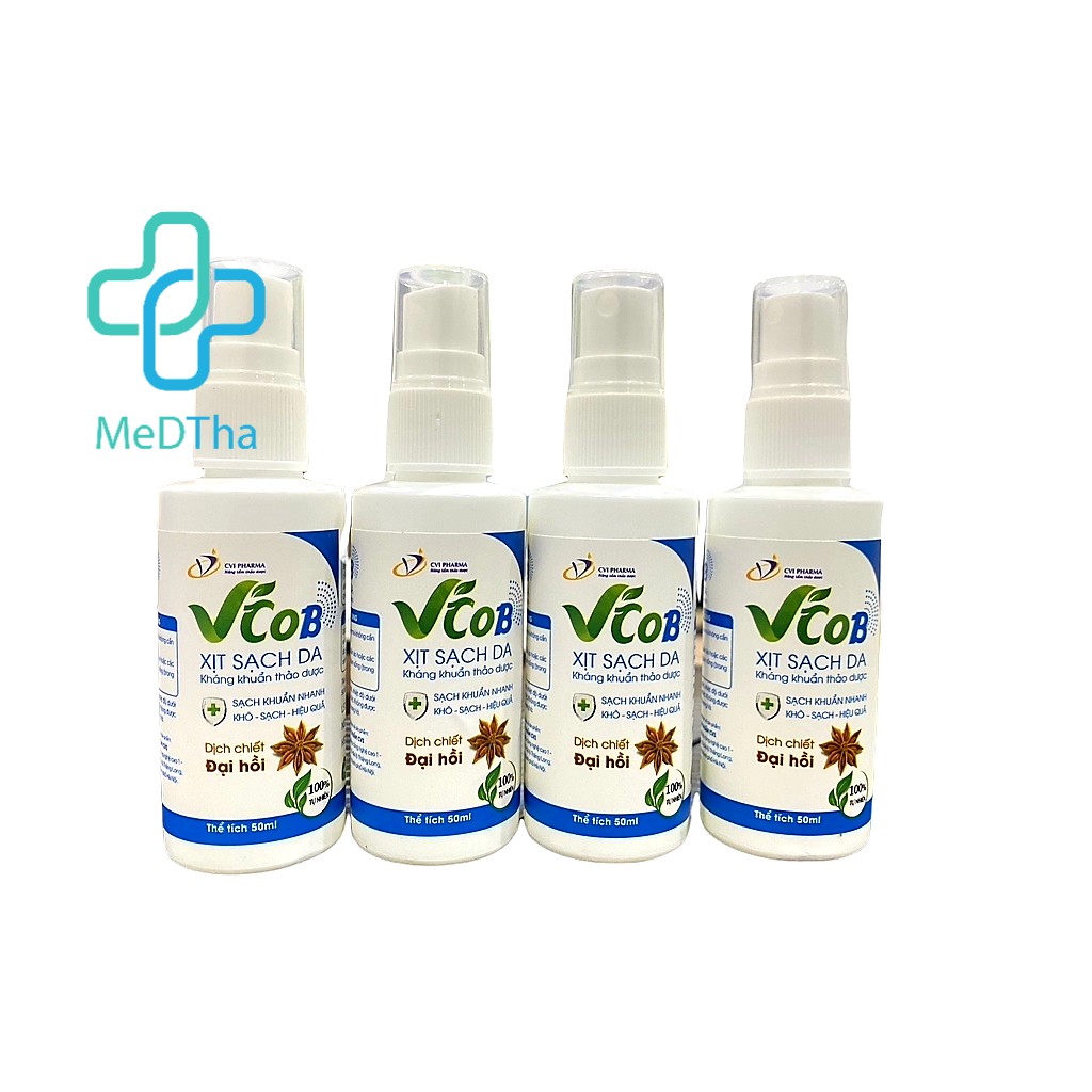 Xịt Sạch Da VCoB - Làm Sạch Da, Làm Thơm, Rửa Tay Khô, Tiệt Khuẩn, Khử Mồ Hôi từ Thảo Dược (Lọ 50ml) [Chính Hãng]