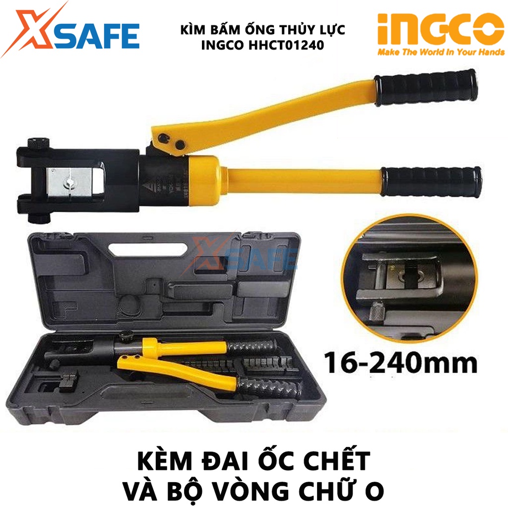 Kìm uốn ống thủy lực INGCO HHCT01240 Kềm ép cốt thủy lực thiết kế nhỏ gọn dùng ép, bấm chặt đầu cos dính với dây cáp