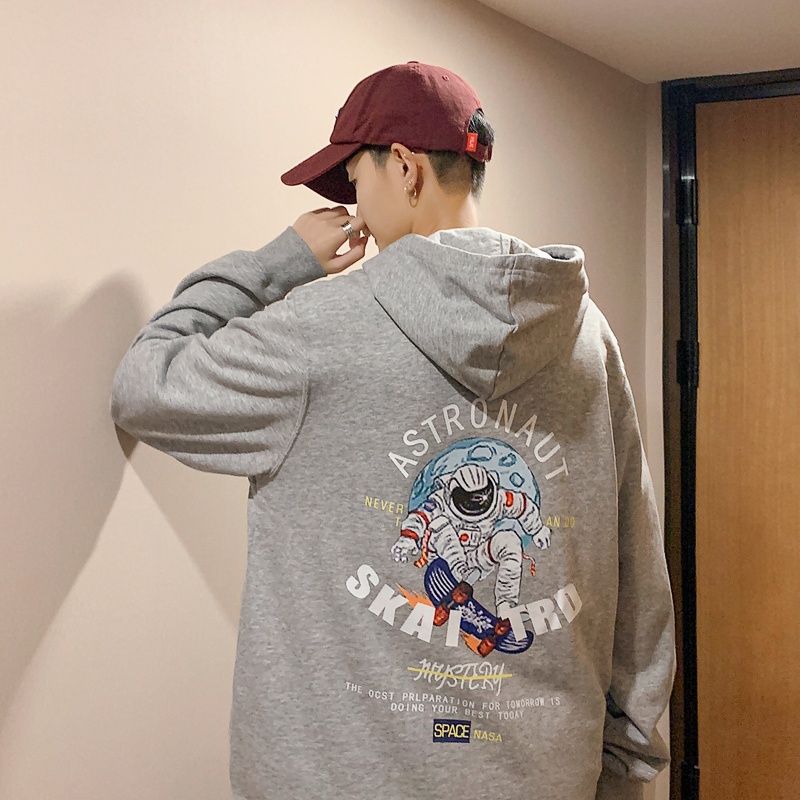 Áo khoác hoodie plus size in hình phi hành gia thời trang xuân thu mới 2021