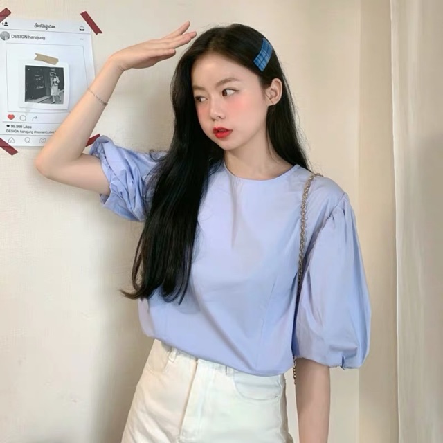 Áo sơ mi trơn cổ tròn