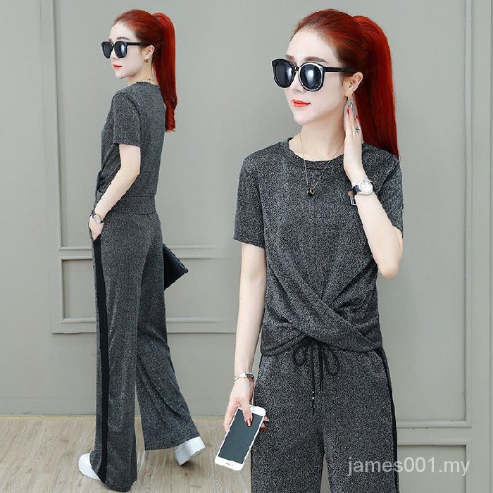 Bộ Đồ Thể Thao Mùa Hè Năm 2021 Gồm Áo Tay Ngắn Và Quần Ống Rộng Thời Trang Phong Cách Phương Tây Cho Nữ