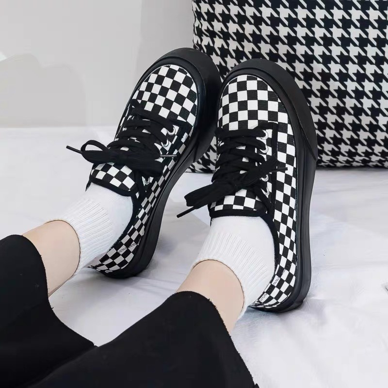 (THANH LÝ) Giày nữ thời trang kẻ ô vuông loại 1