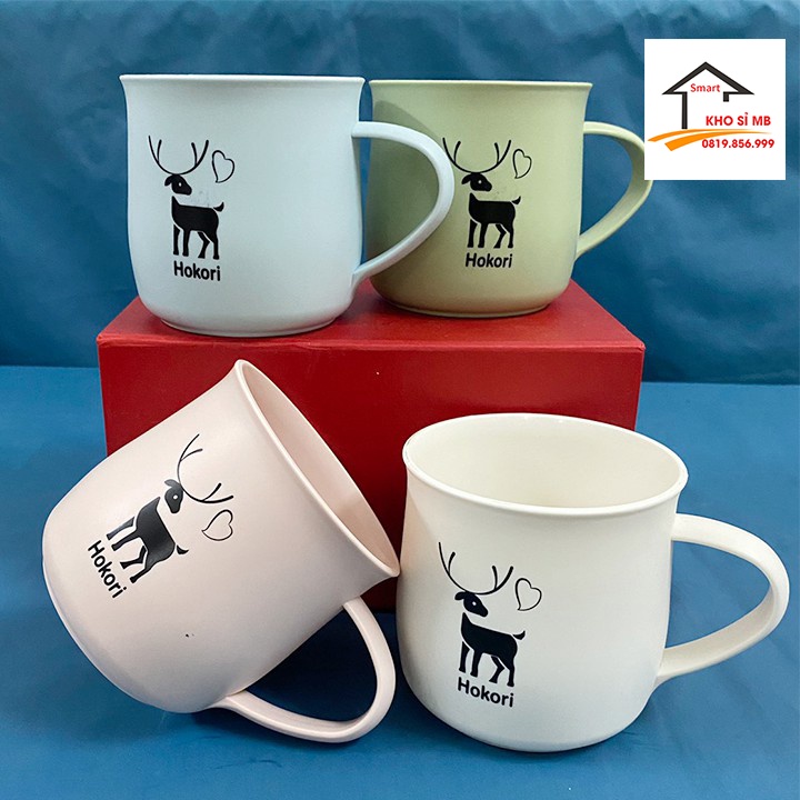 Cốc uống nước Hokori chịu nhiệt tốt, ly nhựa giả sứ cute uống nước, cafe, đánh răng kho sỉ mb