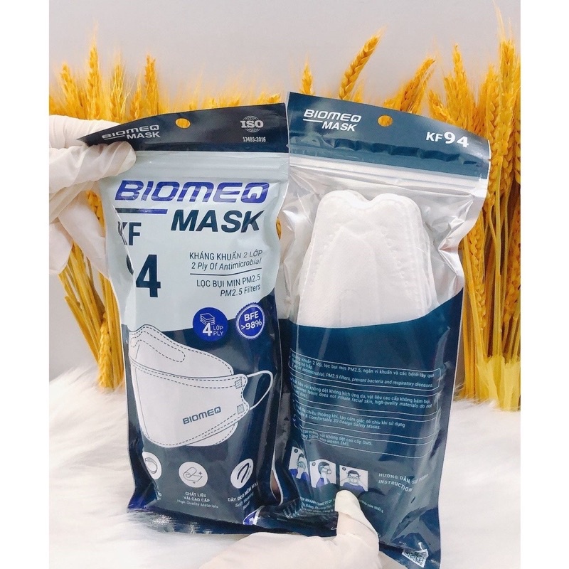 Khẩu trang y tế, khẩu trang y tế 4 lớp kháng khuẩn BIOMEQ MASK KF94 bịch 10 cái
