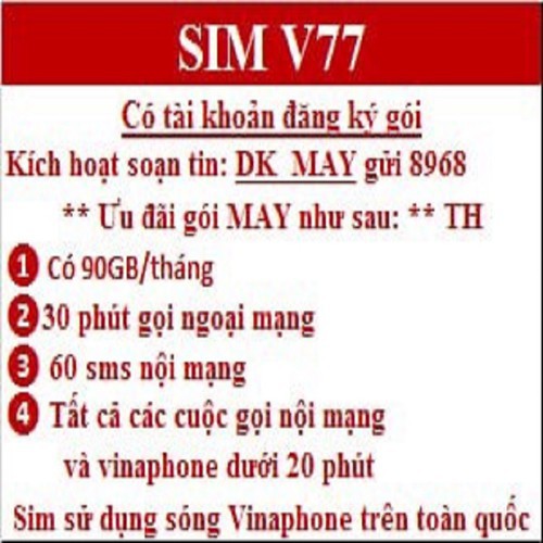 SIM 4G Indo -Telecom gói MAY tặng 90GB DATA mạng Vinaphone GPSCM