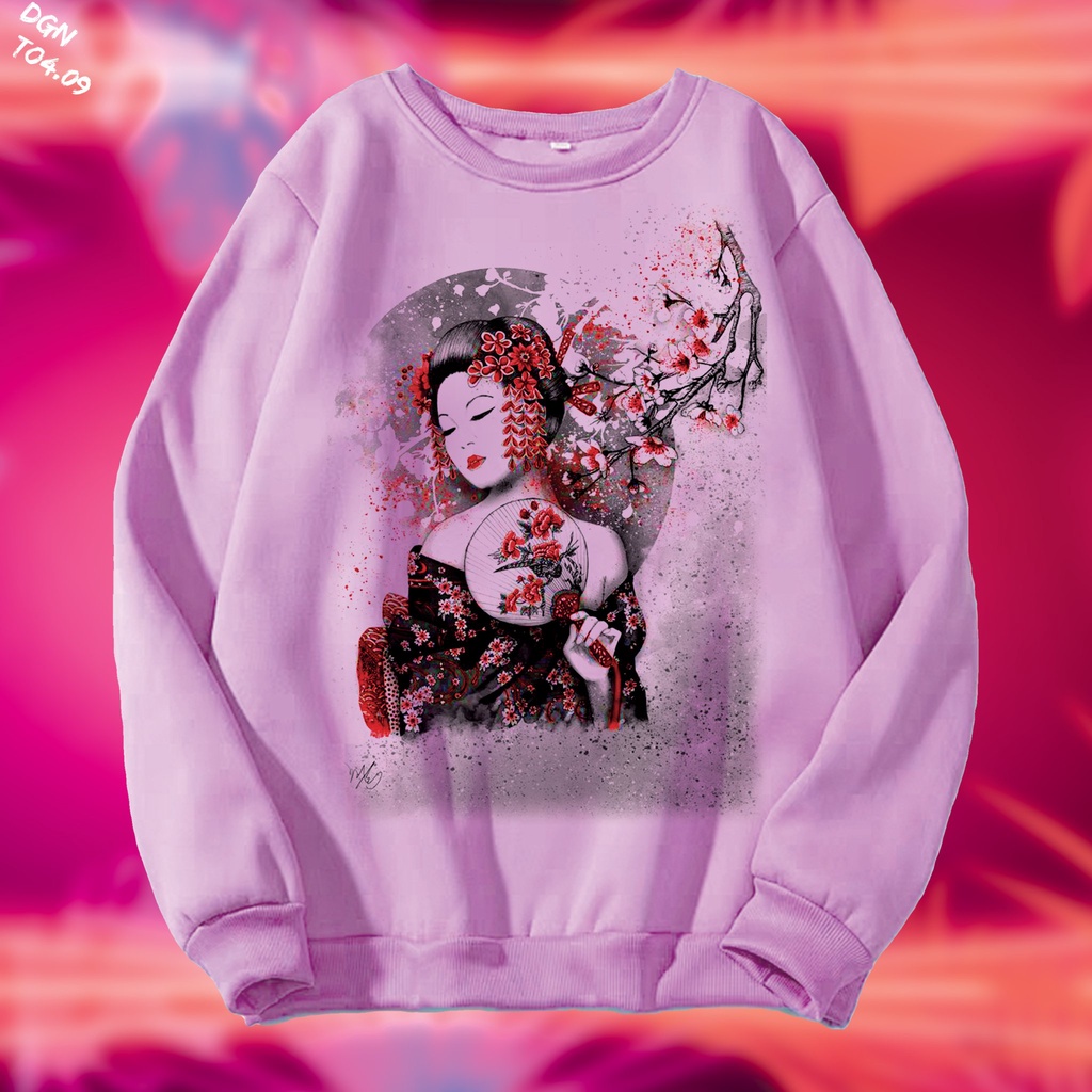 Sweater TÍM HÌNH GEISHA NHẬT BẢN TO4.09