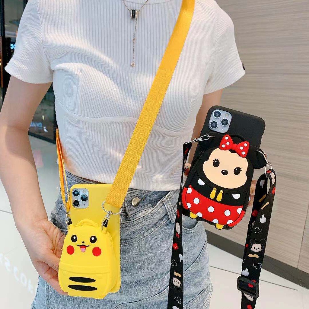 Ốp Điện Thoại TPU Mềm Gắn Ví 3D Cho Samsung galaxy S6 S7 edge S8 S9 S10 Plus Note10 Lite 2020 A81 A91 Note8 Note9