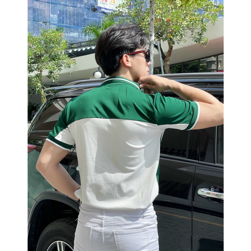 Áo Polo nam, Áo thun nam cổ bẻ phố màu, vải Poly cá sấu thoáng mát