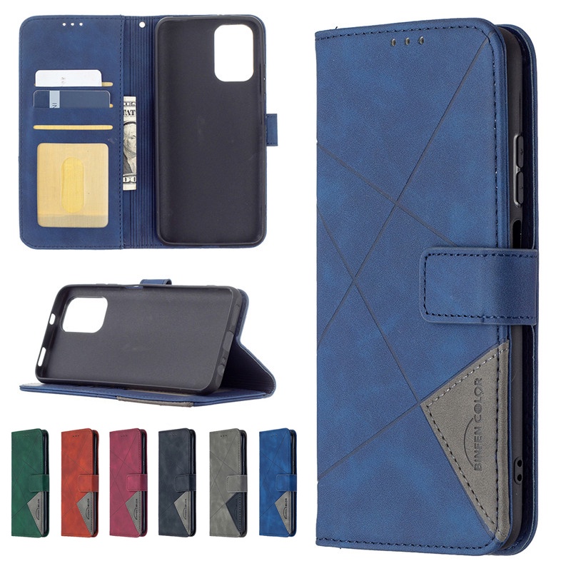 Ốp Điện Thoại Da Nắp Gập Phối Màu Tương Phản Cho Samsung Galaxy A03 CORE A13 5G Case A71 A51 Note10+ Note 10 Plus A20 A30