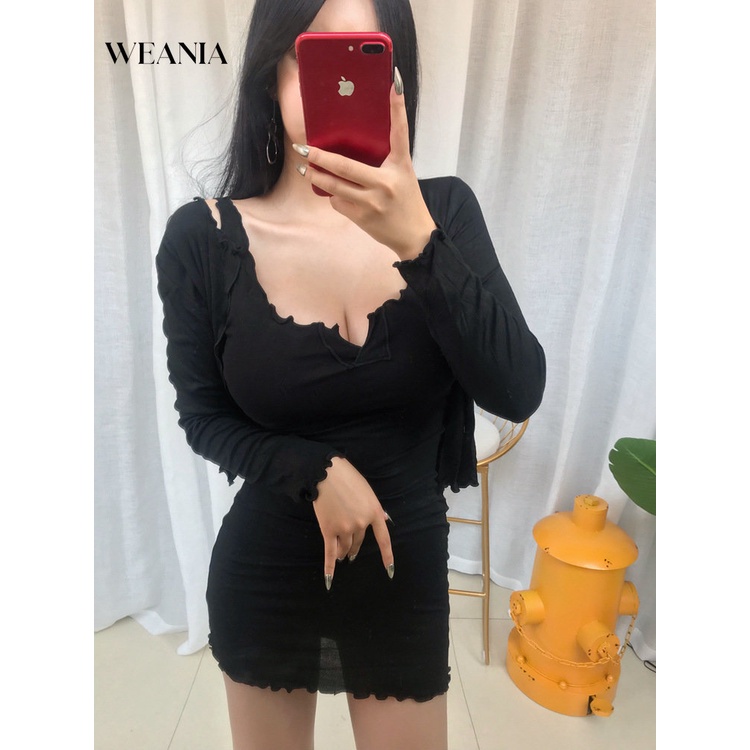 Set Đầm Hai Dây Và Áo Khoác Cardigan Mỏng Thời Trang Gợi Cảm Thanh Lịch Cho Nữ