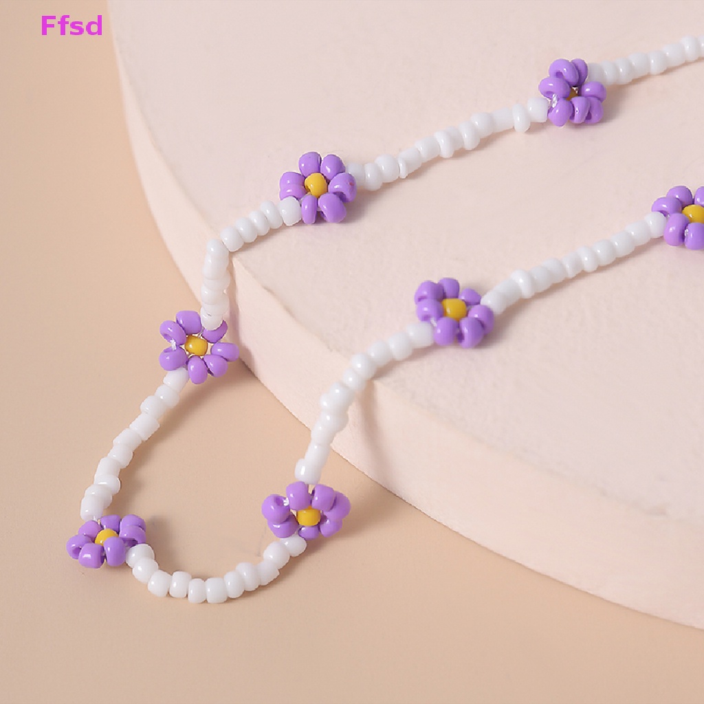 {Ffsd} Vòng Cổ Choker Xỏ Hạt Hình Hoa Cúc Handmade Phong Cách Bohemian Dành Cho Nữ