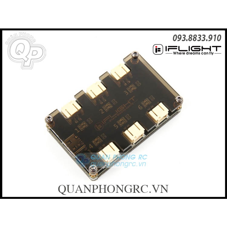 Vỉ Sạc iFlight 1S 6 Ports PH2.0 LiHV Battery Charging Board Type C Input