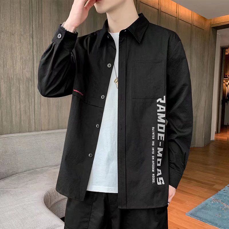 Áo Sơ Mi Tay Dài Dáng Rộng Màu Gradient Phong Cách Hàn Quốc Thời Trang Xuân Thu Cho Nam
