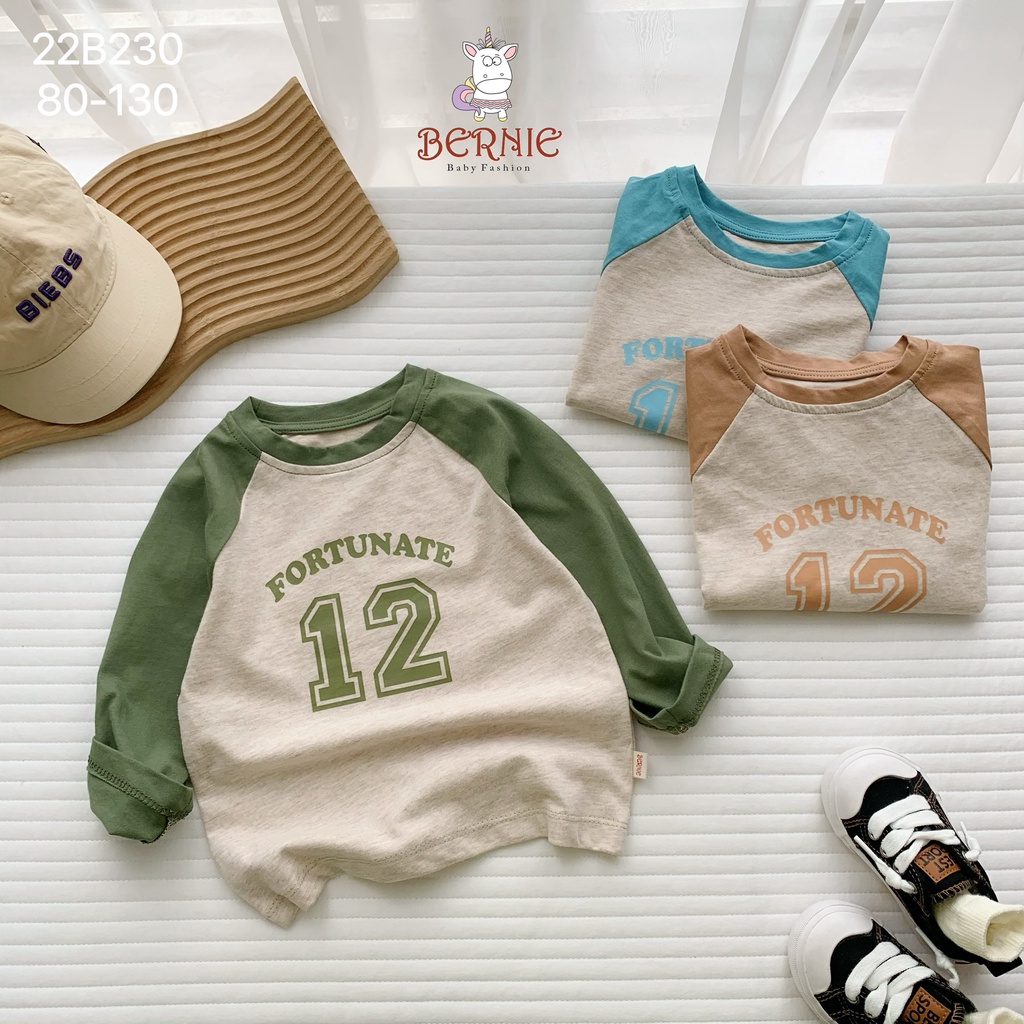 Bộ cotton dài tay unisex cho bé, bộ thun tay dài cotton mềm Bernie