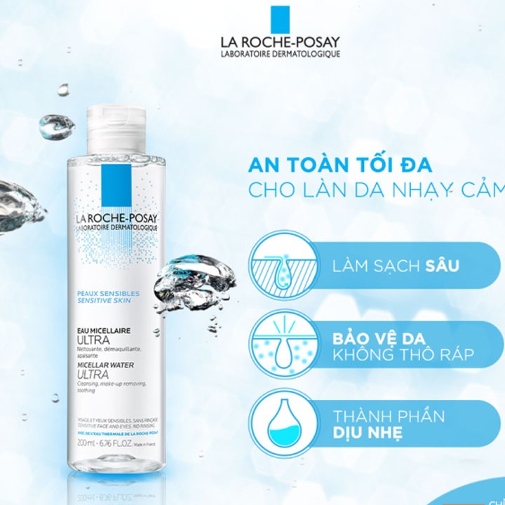 Nước tảy trang làm sạch cấp ẩm cho da nhạy cảm La Roche Posay 400ml