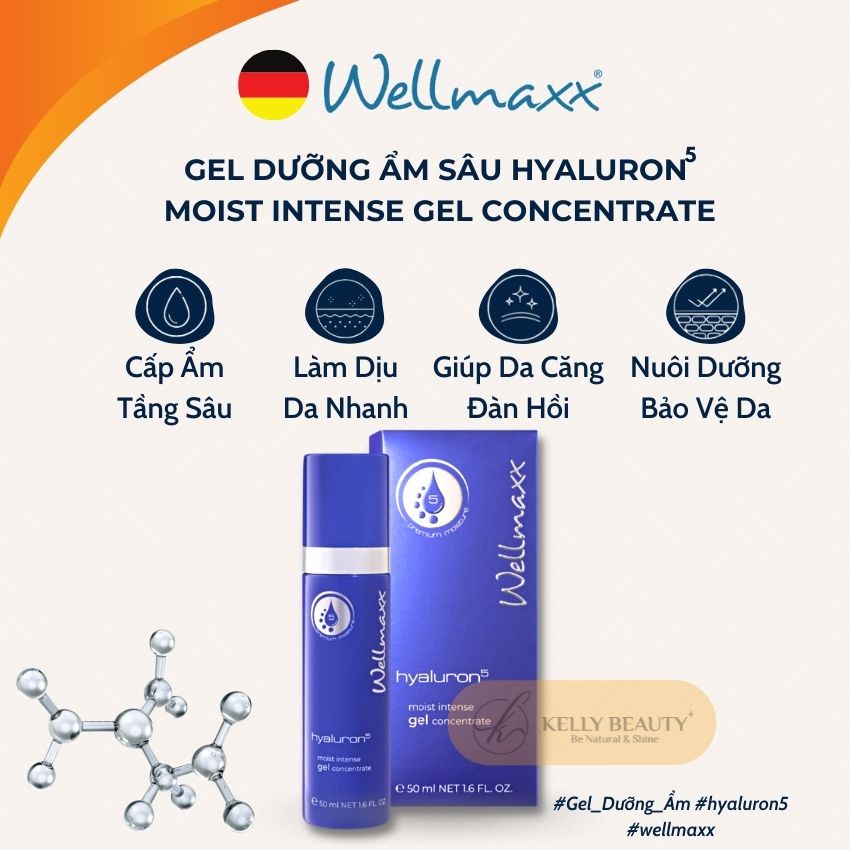 HA Gel Dưỡng Ẩm WELLMAXX Hyaluron 50ml - Cấp Ẩm Tầng Sâu, Làm Dịu Da; Tăng Đàn Hồi, Căng Bóng Da | KELLY BEAUTY