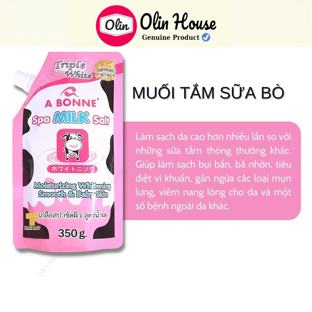 Muối Tắm Sữa Bò 350g - Tẩy Tế Bào Chết - Tẩy da chết Body A Bonne Spa Milk Salt Thái Lan - Olin House