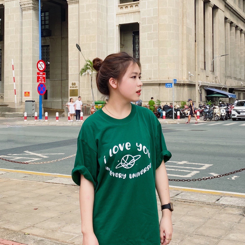 [ XANH HÓT ]  ÁO THUN TAY LỠ FORM RÔNG NỮ I LOVE YOU HAI MẶC TRƯỚC SAU CỰC ĐẸP