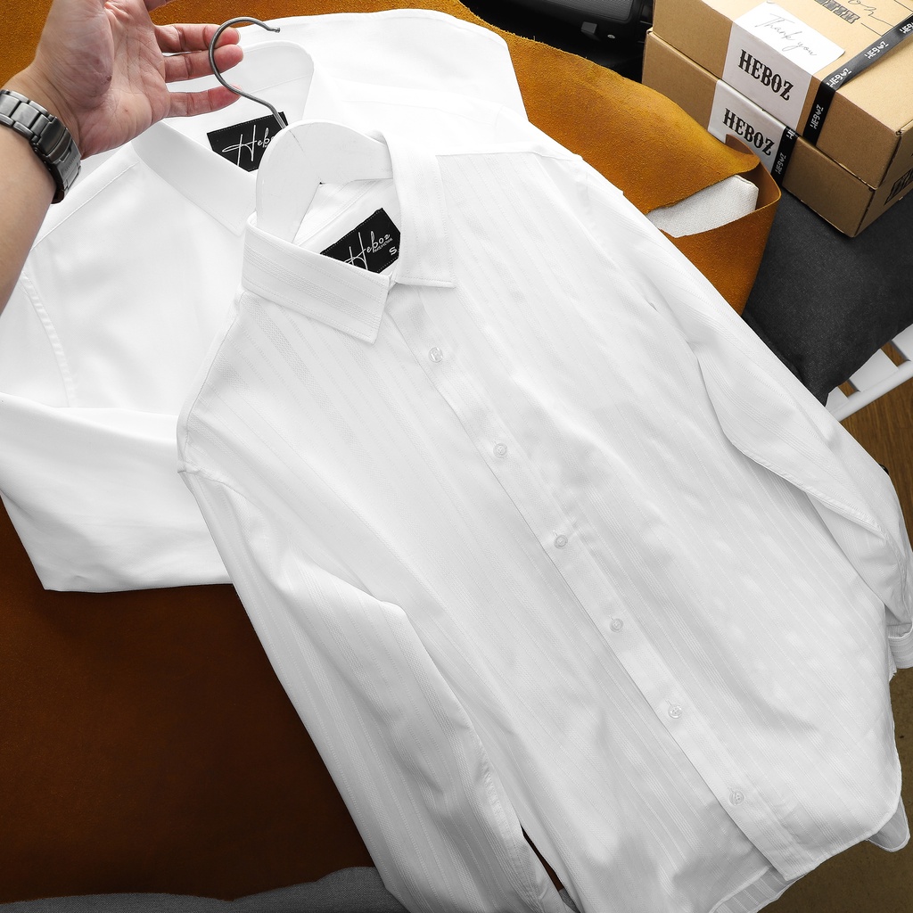 Áo sơ mi nam dài tay HEBOZ 011 cao cấp, chất vải mát mịn chống nhăn, dáng chuẩn slimfit ôm body - 00001145