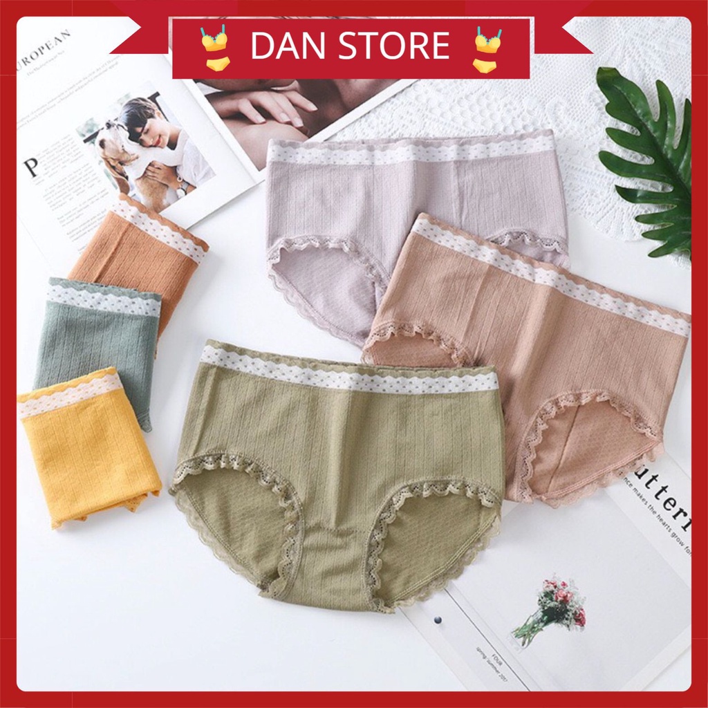 Quần Lót Nữ - Quần lót Nữ cotton dệt kim kháng khuẩn thiết kế phối cạp chấm bi DAN STORE MÃ 3800