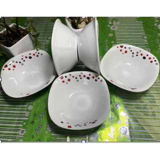 Tô sứ vuông cao cấp Bát Bảo 801 họa tiết chấm bi đường kính  18cm Bền – Đẹp – Rẻ, Since_1977