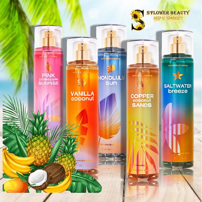 Xịt Thơm Nước Hoa Bath & Body Works Body Mist - Pink Pineapple | Vanilla Coconut | Copper Coconut Sands | Honolulu Sun