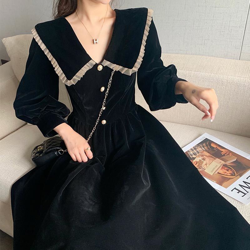 Váy nữ cổ v thiết kế tay phồng dáng dài, Đầm thời trang công sở cao cấp dự tiệc sang trọng V108 | BigBuy360 - bigbuy360.vn