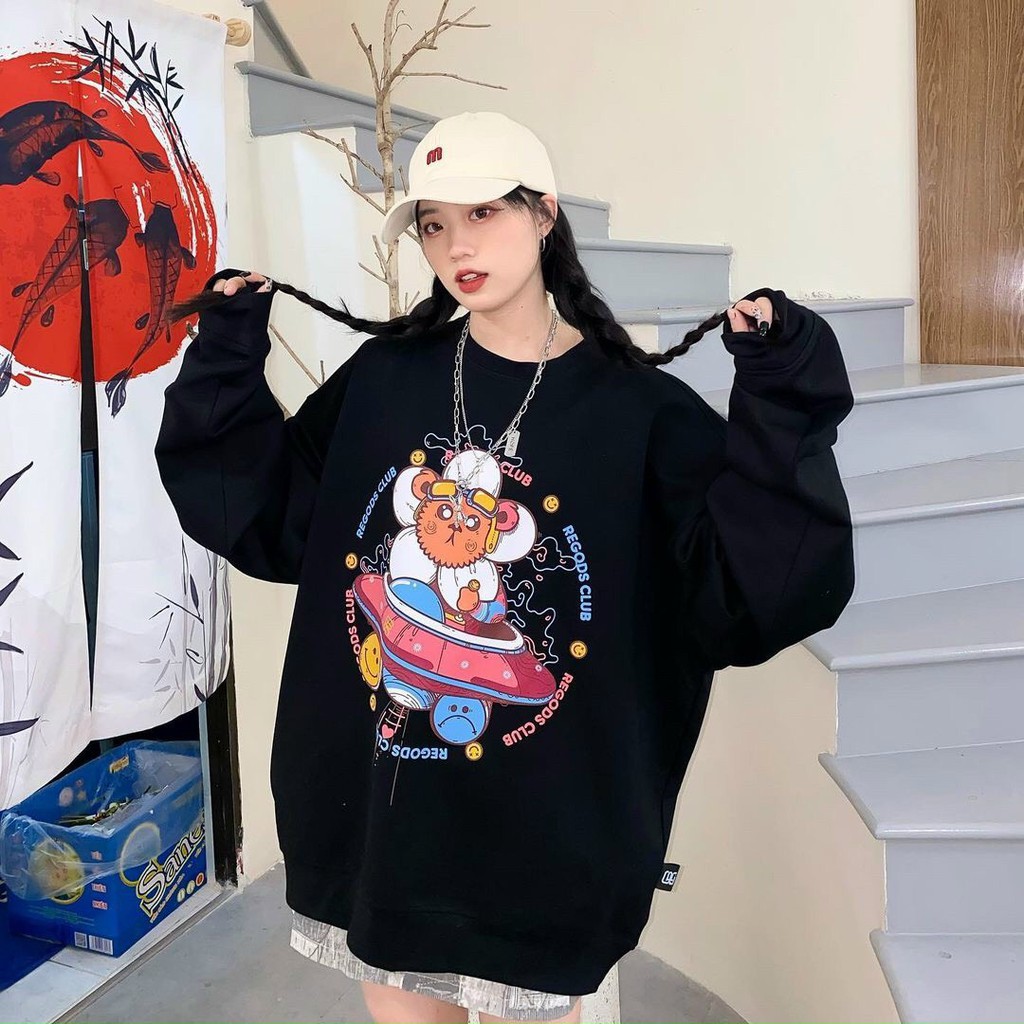 Áo sweater nỉ unisex form rộng Chó Hành Tinh nam nữ phong cách ulzzang Wind | BigBuy360 - bigbuy360.vn